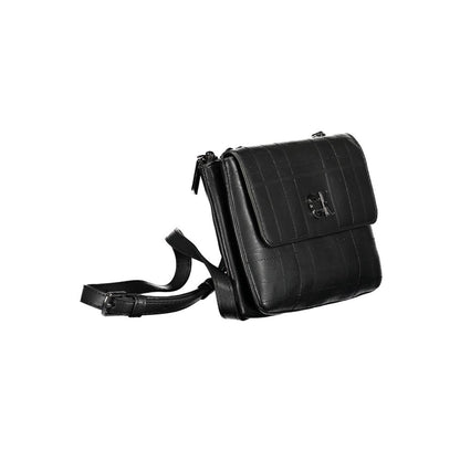 Calvin Klein Black Polyester Leather Effect Crossbody Handbag