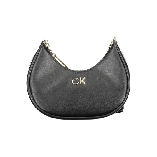 Calvin Klein Black Faux Leather Hobo Handbag
