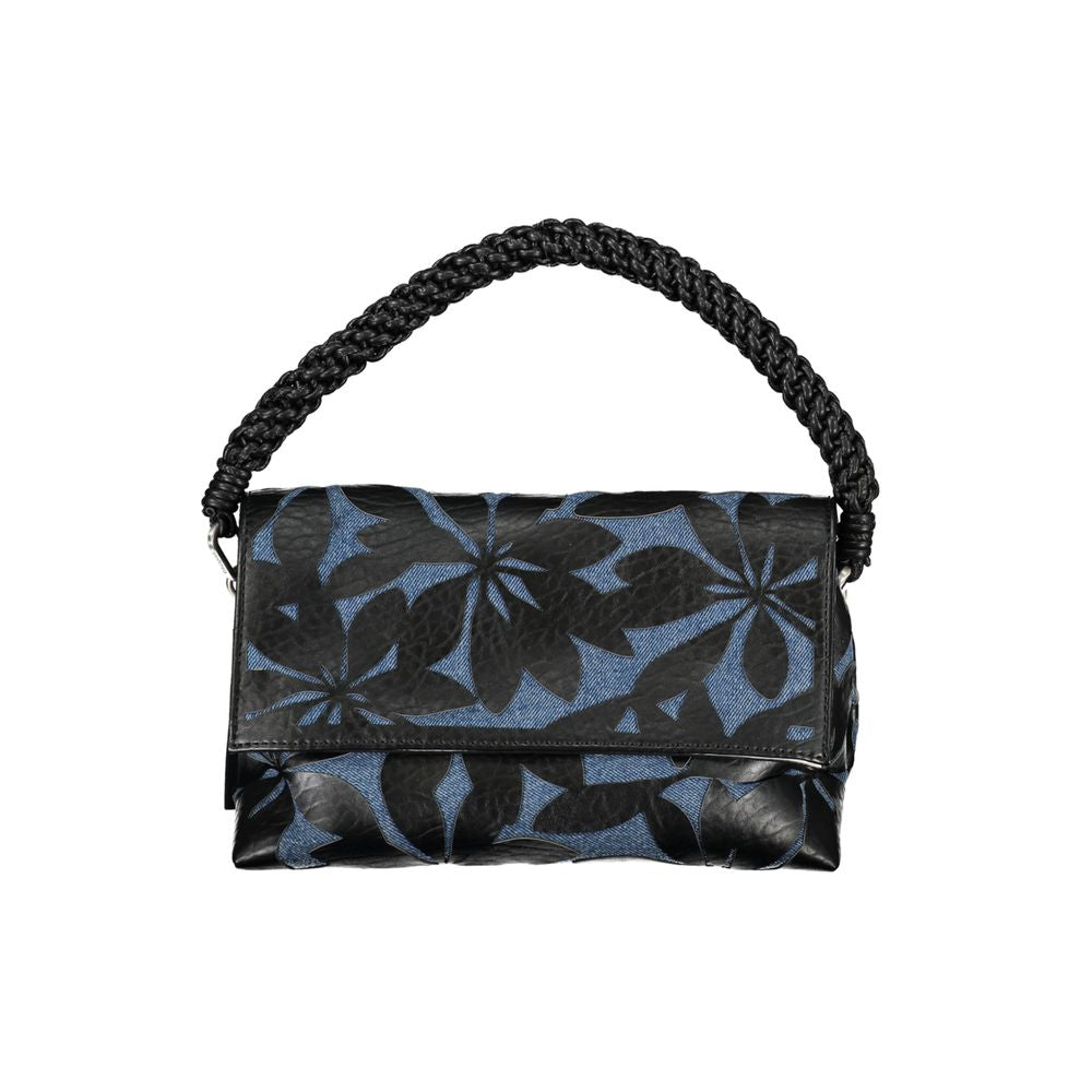 Desigual Black & Blue Denim & Faux Leather Shoulder Handbag