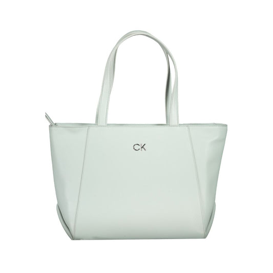 Calvin Klein Light Blue Faux Leather Shopper Handbag