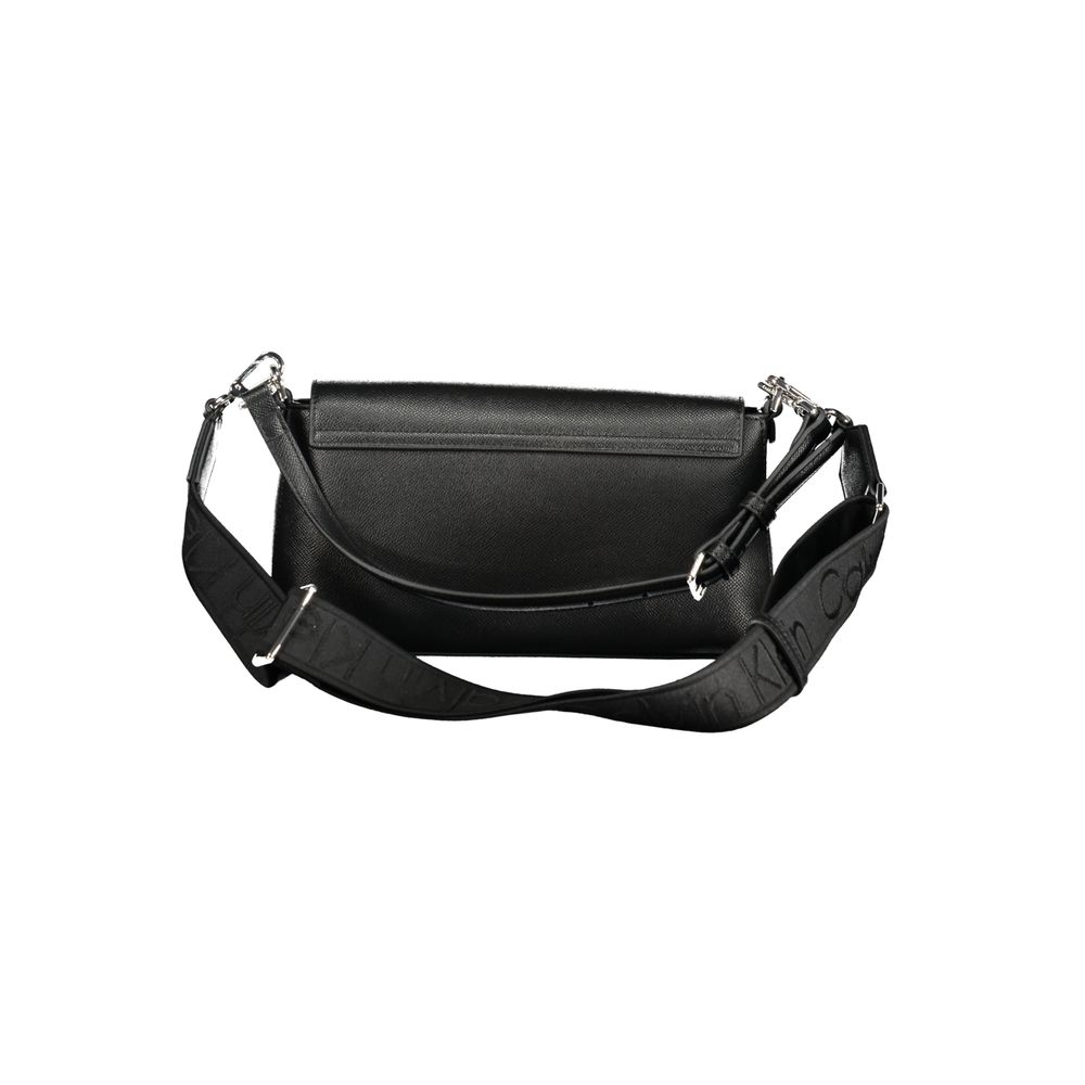 Calvin Klein Black Faux Leather Convertible Handbag