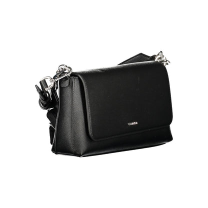 Calvin Klein Black Faux Leather Convertible Handbag
