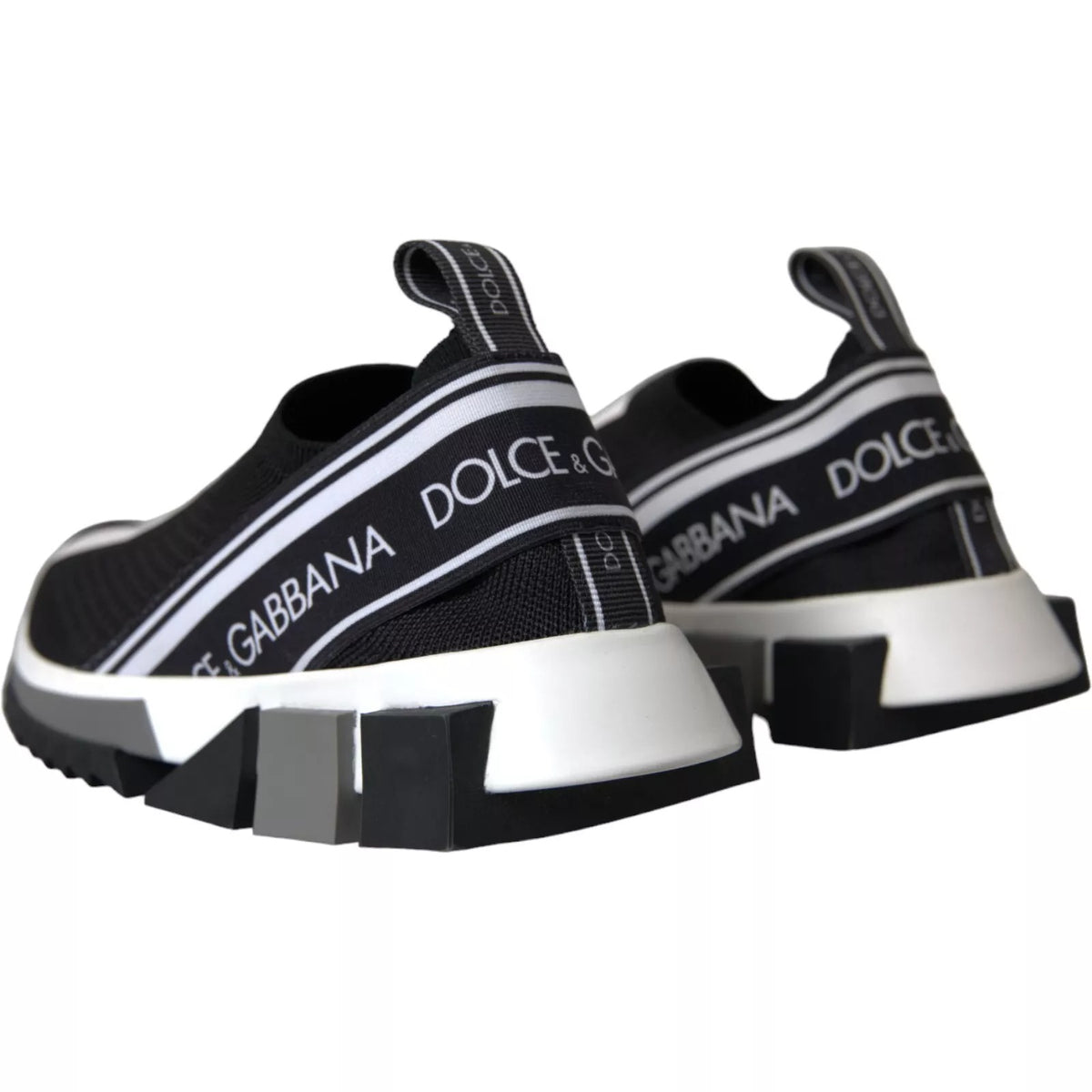 Dolce & Gabbana Women's Slip On Sock Polyester Polyurethane & Viscose Sneakers - Black White Print