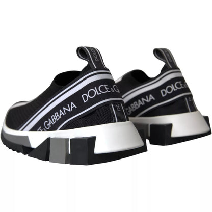 Dolce & Gabbana Women's Slip On Sock Polyester Polyurethane & Viscose Sneakers - Black White Print