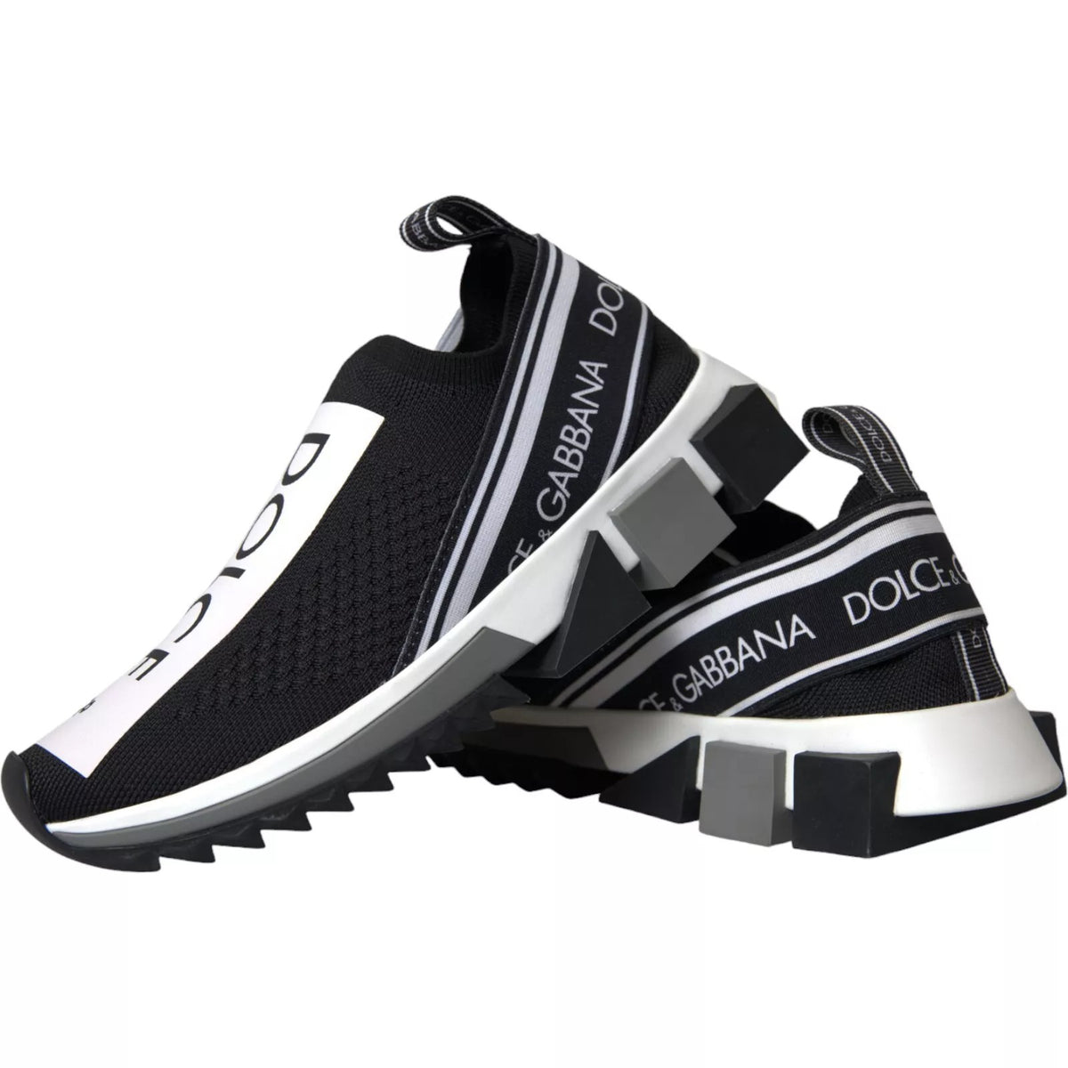 Dolce & Gabbana Women's Slip On Sock Polyester Polyurethane & Viscose Sneakers - Black White Print