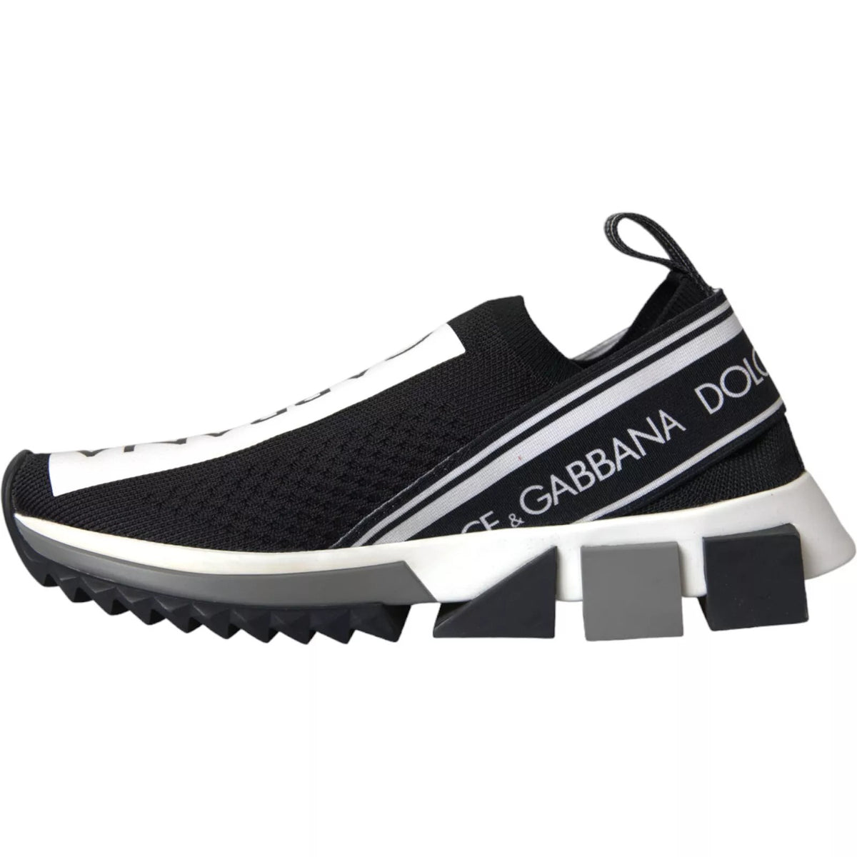 Dolce & Gabbana Women's Slip On Sock Polyester Polyurethane & Viscose Sneakers - Black White Print