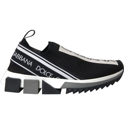 Dolce & Gabbana Women's Slip On Sock Polyester Polyurethane & Viscose Sneakers - Black White Print