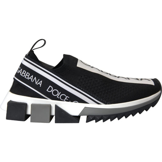 Dolce & Gabbana Women's Slip On Sock Polyester Polyurethane & Viscose Sneakers - Black White Print