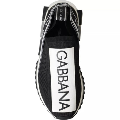 Dolce & Gabbana Women's Slip On Sock Polyester Polyurethane & Viscose Sneakers - Black White Print