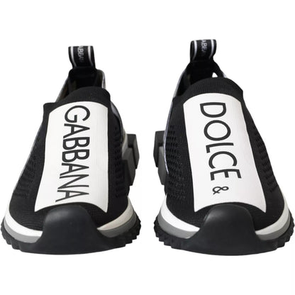 Dolce & Gabbana Women's Slip On Sock Polyester Polyurethane & Viscose Sneakers - Black White Print