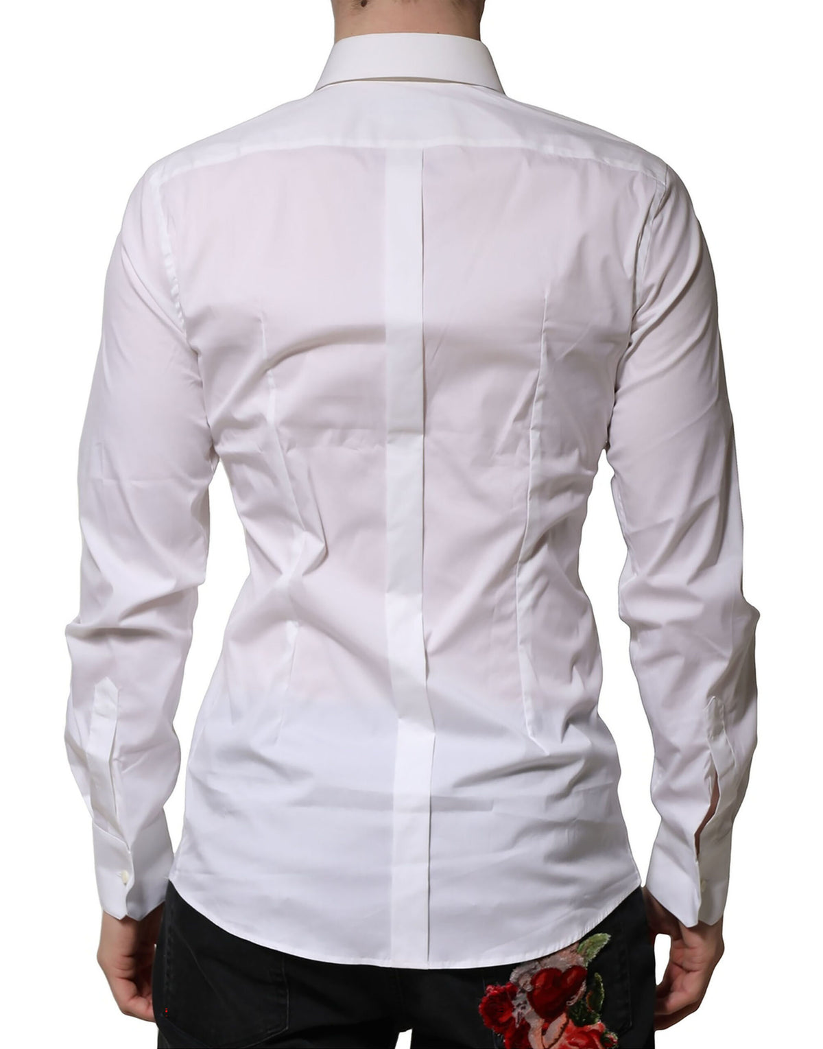 Dolce & Gabbana Men's Slim Long-Sleeve Stretch Cotton & Nylon Dress Shirt - Gold White