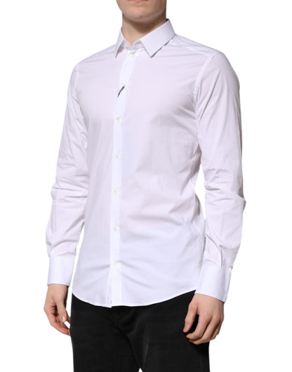 Dolce & Gabbana Men's Slim Long-Sleeve Stretch Cotton Dress Shirt - Gold White