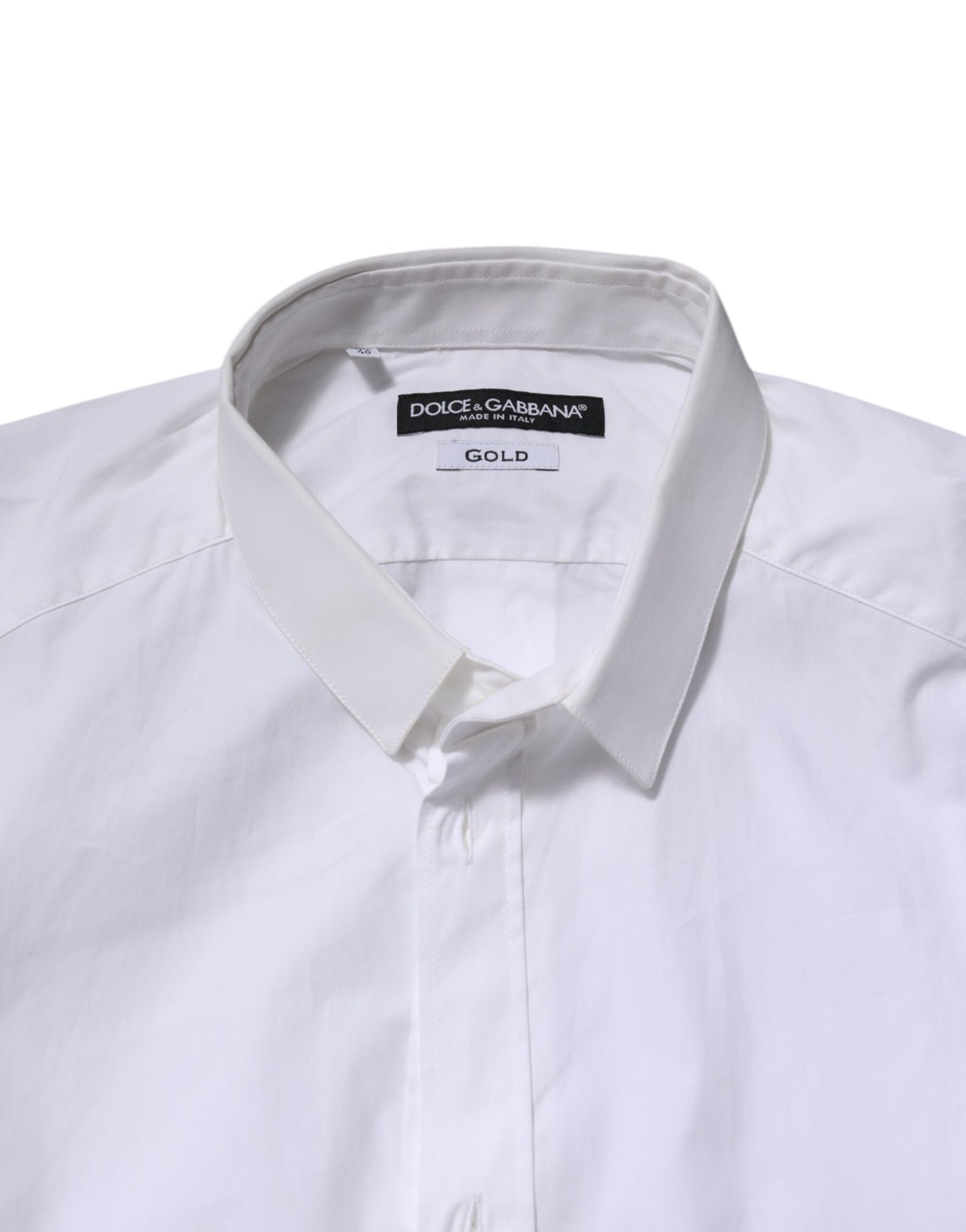 Dolce & Gabbana White Cotton GOLD Long Sleeves Formal Shirt