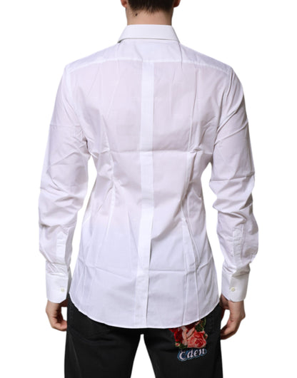 Dolce & Gabbana White Cotton GOLD Long Sleeves Formal Shirt
