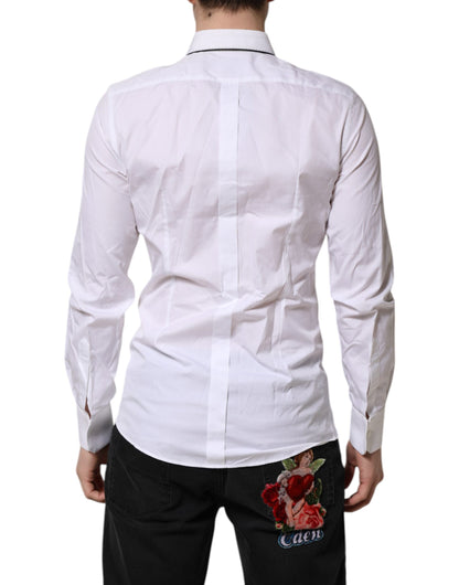 Dolce & Gabbana White Cotton GOLD Long Sleeves Formal Shirt