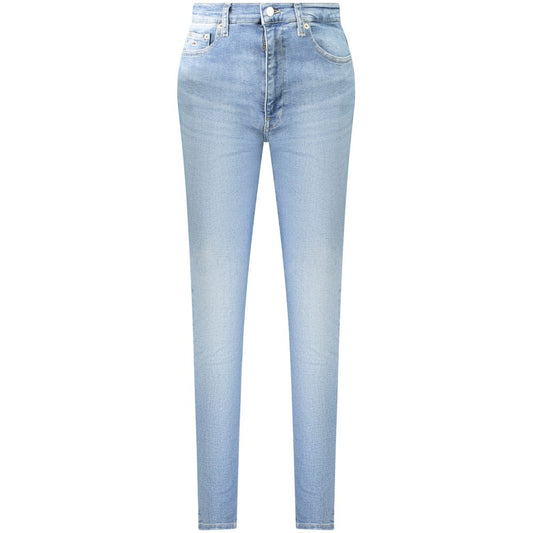 Jeans by Tommy Hilfiger for women in stretch denim cotton blue presents a refined pantology silhouette, artfully defined by a refined pantology skinny, long, and a sophisticated high rise.