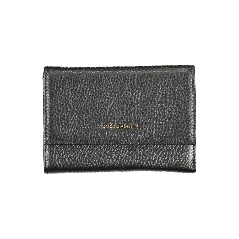 Cardholder Wallet by Coccinelle for women in leather black showcases a discerning silhouette, artfully capturing the essence of Leather Cardholder Wallet with its functional card-organization coin-purse.
