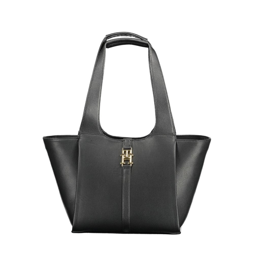 Tommy Hilfiger Black Faux Leather Shopper Handbag