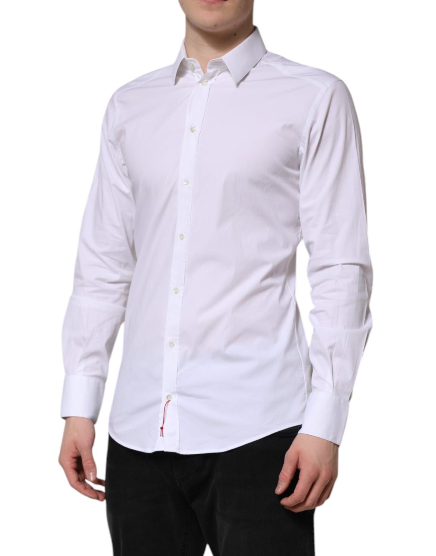 Dolce & Gabbana White GOLD Cotton Dress Formal Shirt
