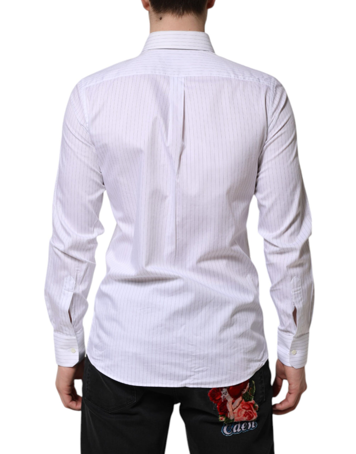 Dolce & Gabbana Men's Slim Long-Sleeve Cotton Dress Shirt - White Striped