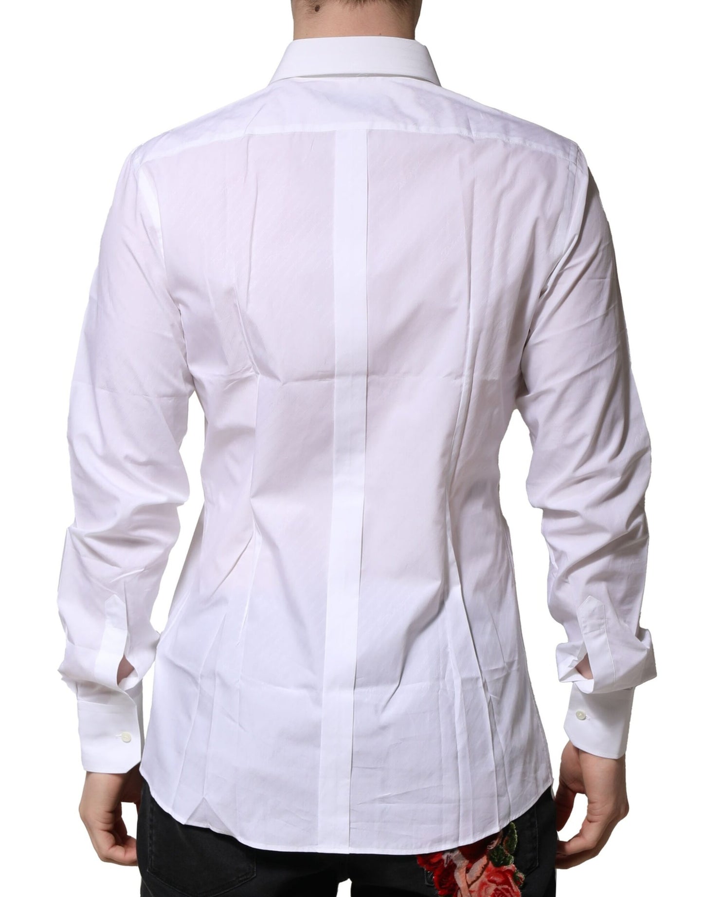 Dolce & Gabbana White GOLD Cotton Long Sleeves Men Formal Shirt