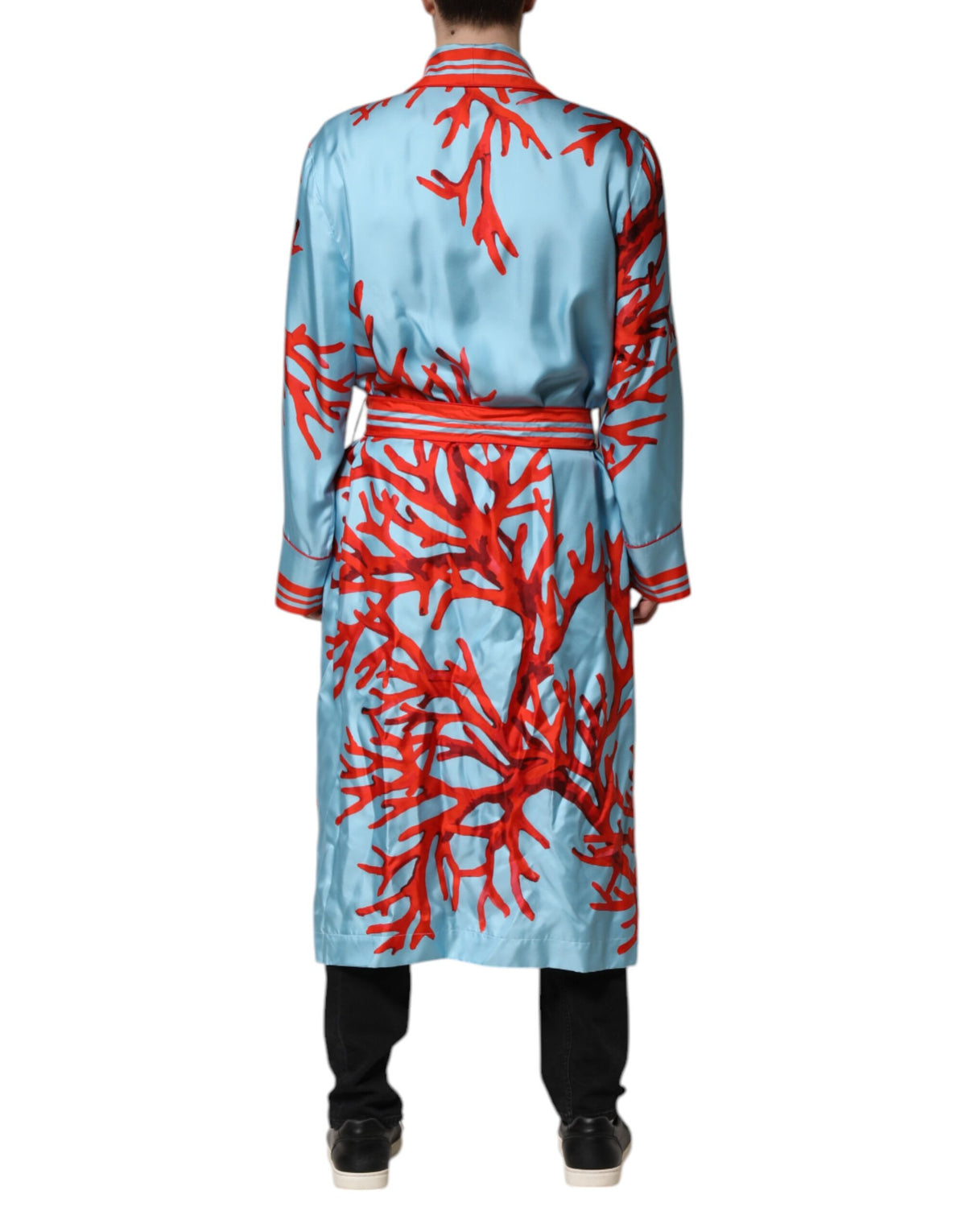 Dolce & Gabbana Men's Silk Jacket - Coral Light Blue Red Print