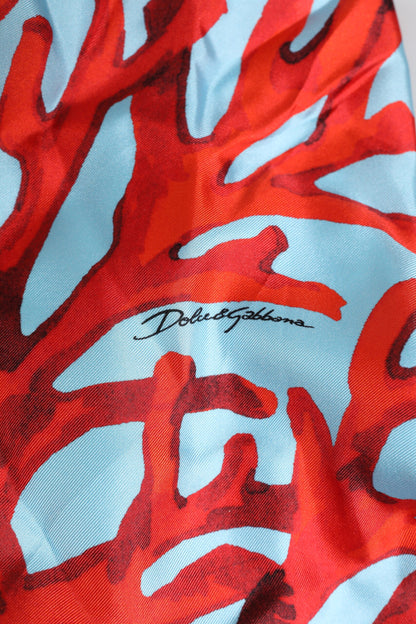Dolce & Gabbana Men's Silk Jacket - Coral Light Blue Red Print