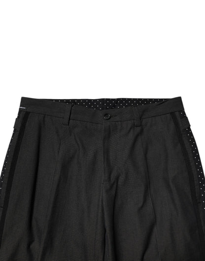 Dolce & Gabbana Gray Cotton Patterned Formal Pants
