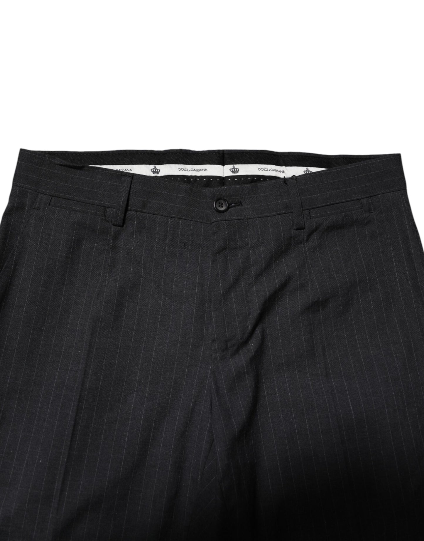 Dolce & Gabbana Gray Striped Cotton Formal Pants