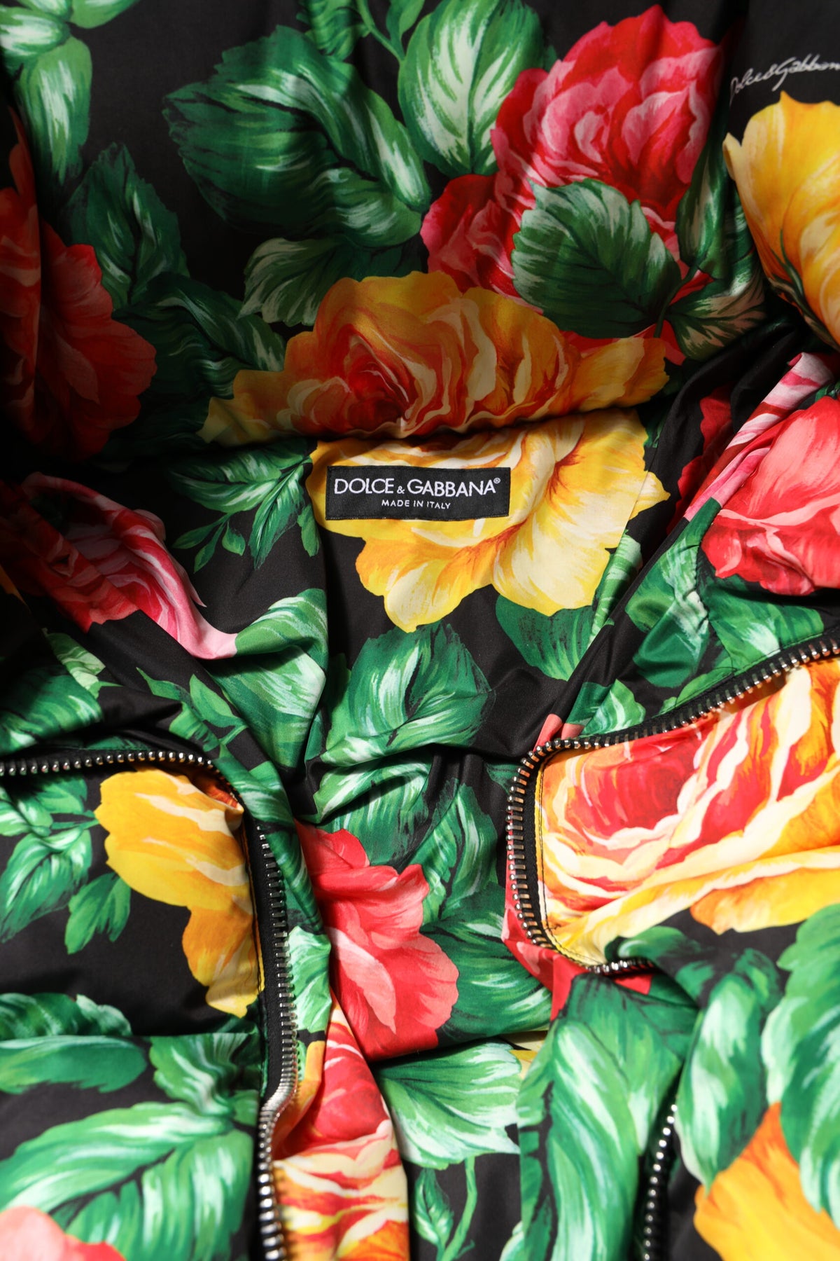 Dolce & Gabbana Women's Polyester Hooded Puffer Jacket - Multicolor Floral