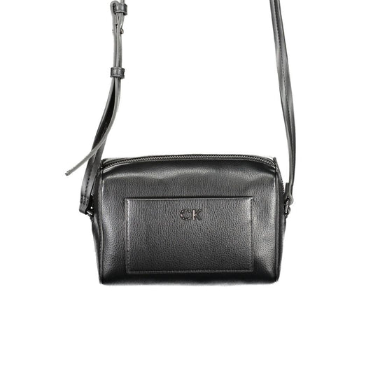 Calvin Klein Black Pebbled Leather Effect Polyester Crossbody Handbag
