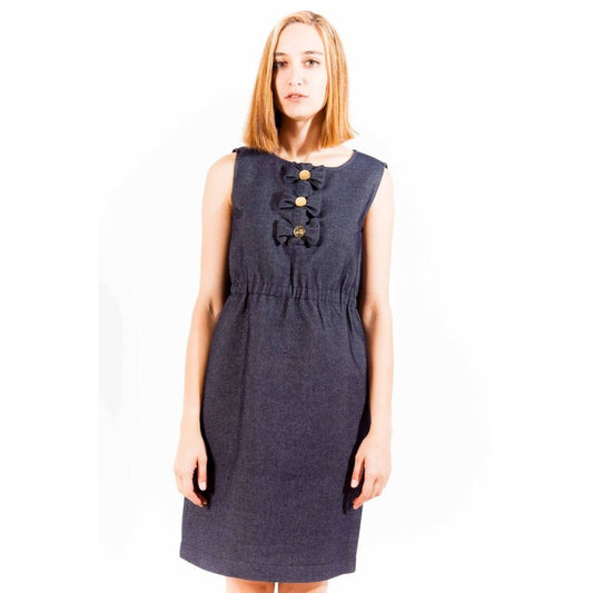 Love Moschino Blue Cotton Sleeveless Short Dress