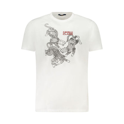 Cavalli Class White Cotton Men T-Shirt