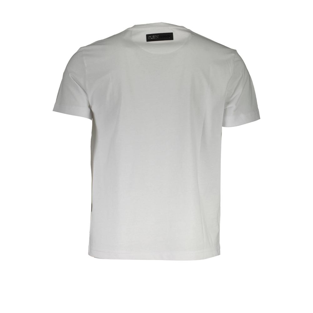 T-Shirt by Plein Sport for men in cotton white, signature & print showcases a dramatic silhouette, elegantly detailed with a dramatic and for a truly dramatic finish.