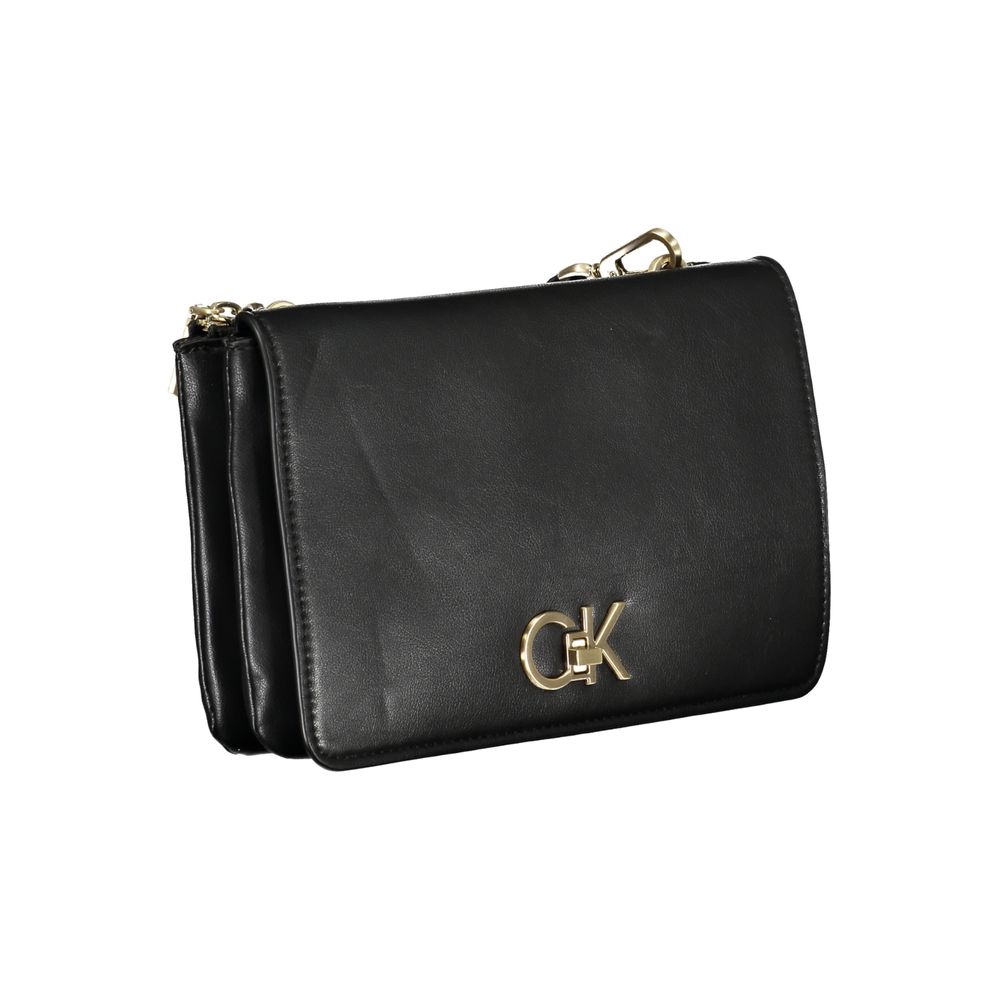 Calvin Klein Black Polyester Leather Effect Shoulder Handbag