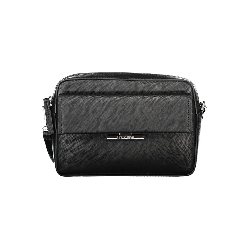 Calvin Klein Black Textured Polyethylene Crossbody Handbag