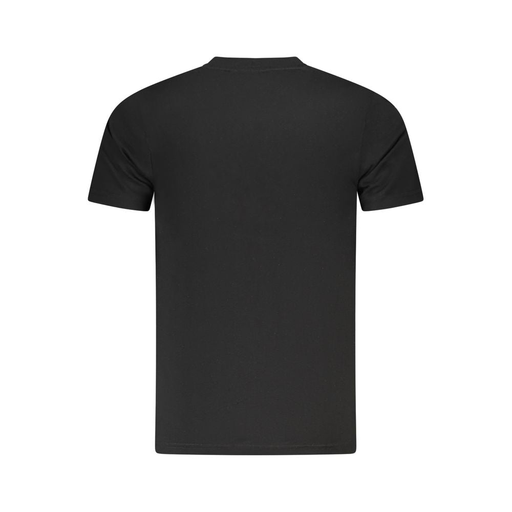 T-Shirt by Cavalli Class for men in cotton black & print showcases a fashionable silhouette, elegantly detailed with a fashionable and crew neckline for a sophisticated, high-fashion look.
