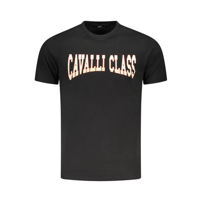 T-Shirt by Cavalli Class for men in cotton black & print features an on trend silhouette, perfectly showcasing a on trend and for an elevated aesthetic.