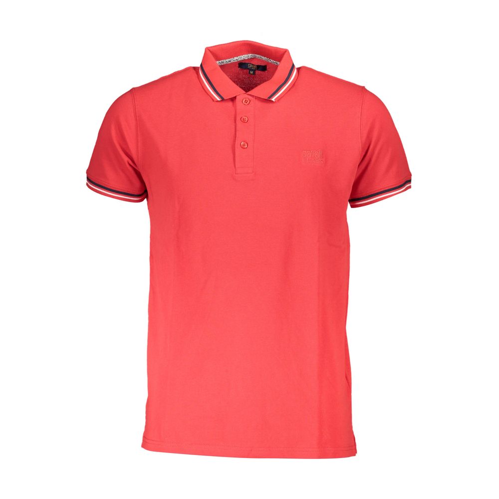 Polo Shirt by Cavalli Class for men in cotton red & signature presents a crisp silhouette, artfully detailed with a crisp short-sleeve and crisp .