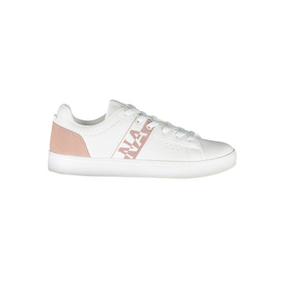 Sneakers by Napapijri for women in polyester polyethylene leather white presents a sumptuous silhouette, artfully capturing the essence of the City Crisp Women's Casual Polyester Polyethylene Leather Sneakers with its sumptuous casual style design.