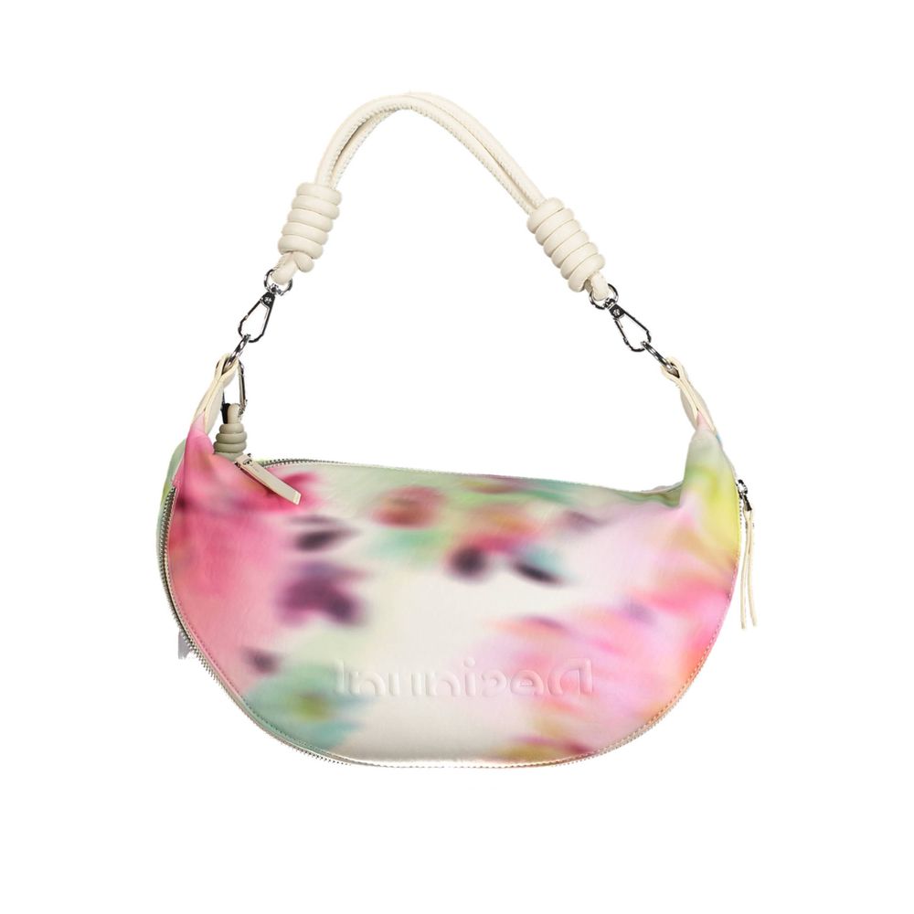 Desigual White Multicolour Faux Leather Midsize Out-of-Focus Handbag