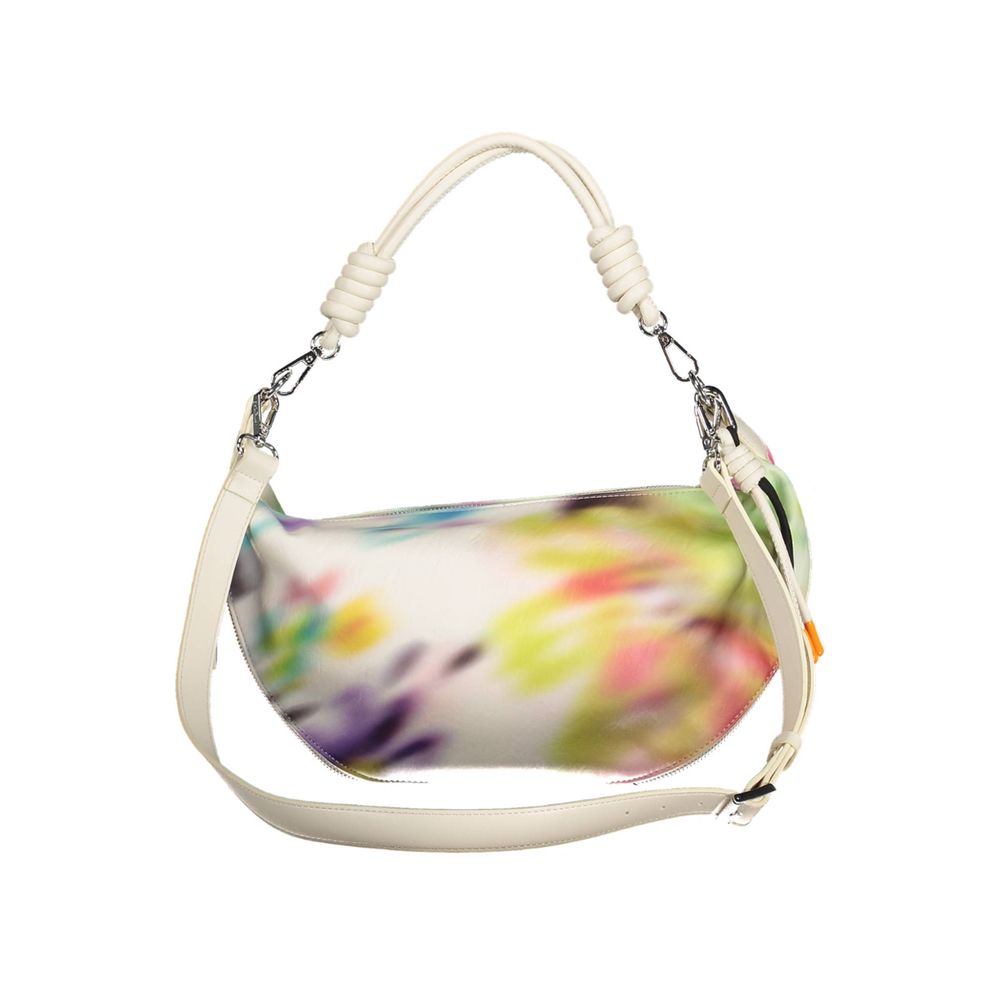 Desigual White Multicolour Faux Leather Midsize Out-of-Focus Handbag