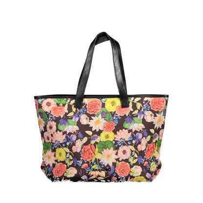 Desigual Black Multicolour Floral Faux Leather Tote Handbag