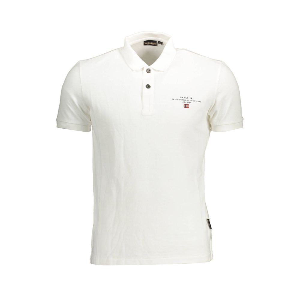 Polo Shirt by Napapijri for men in cotton white & print presents a sleek silhouette, featuring a refined and short-sleeve for a sleek finish.