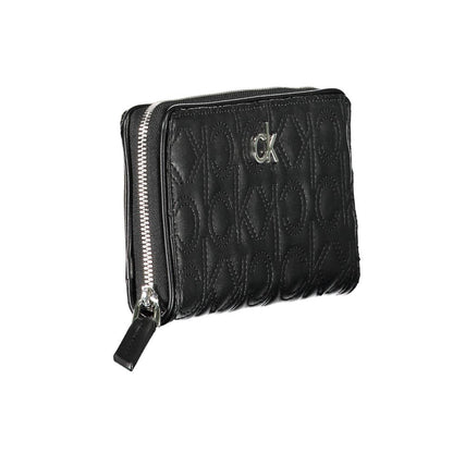 Calvin Klein Black Faux Leather Zip-Around Wallet with CK Stitching