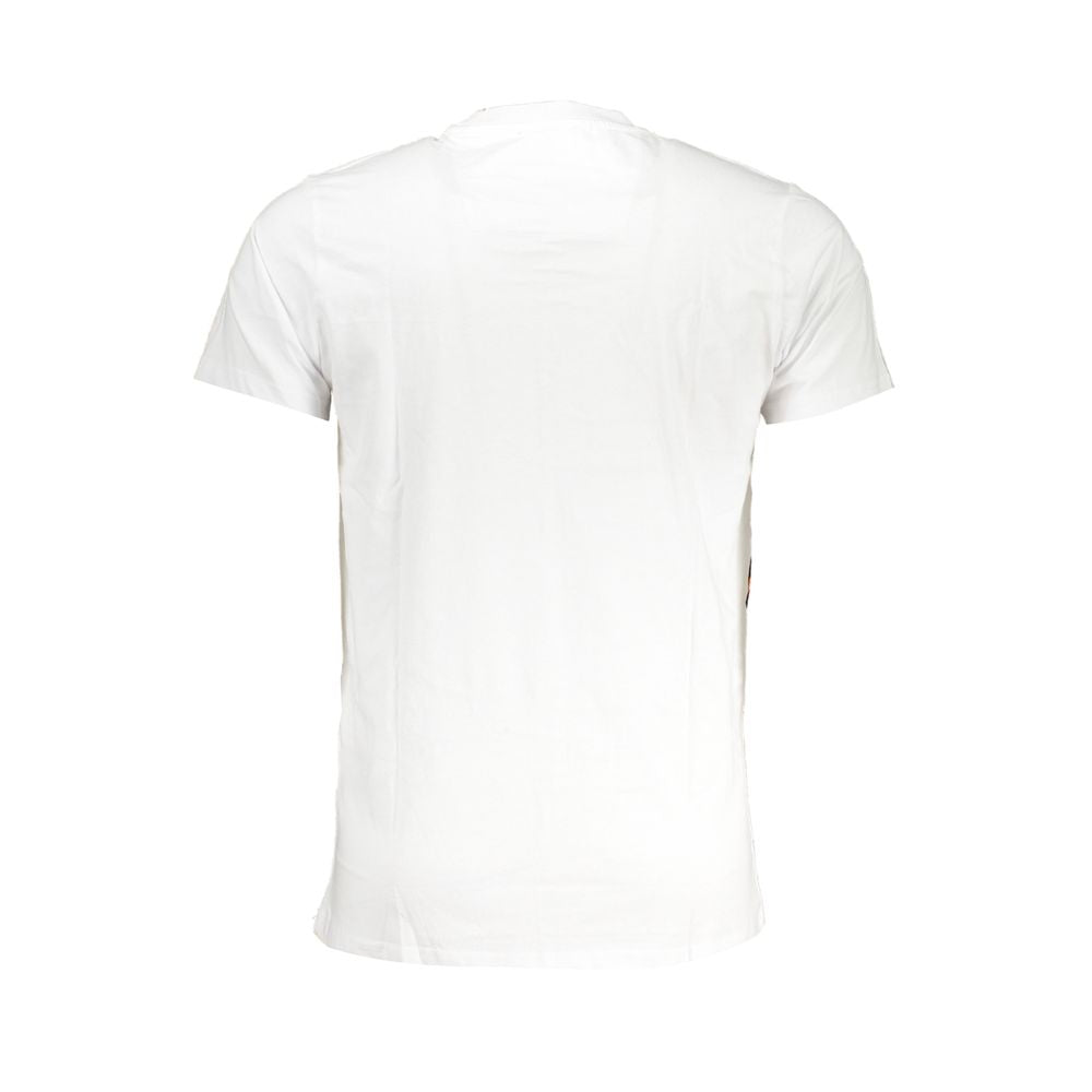 T-Shirt by Cavalli Class for men in cotton white & print showcases a dramatic silhouette, elegantly detailed with a dramatic crew neckline and for a truly dramatic finish.