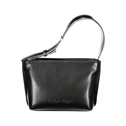 Calvin Klein Black Logo Embossed Faux Leather Handbag