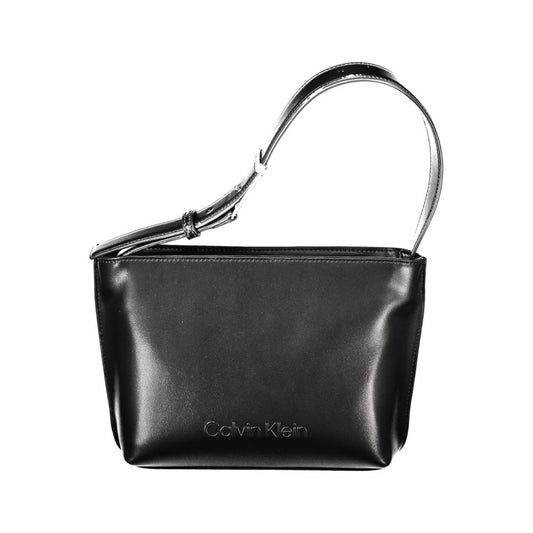 Calvin Klein Black Logo Embossed Faux Leather Handbag