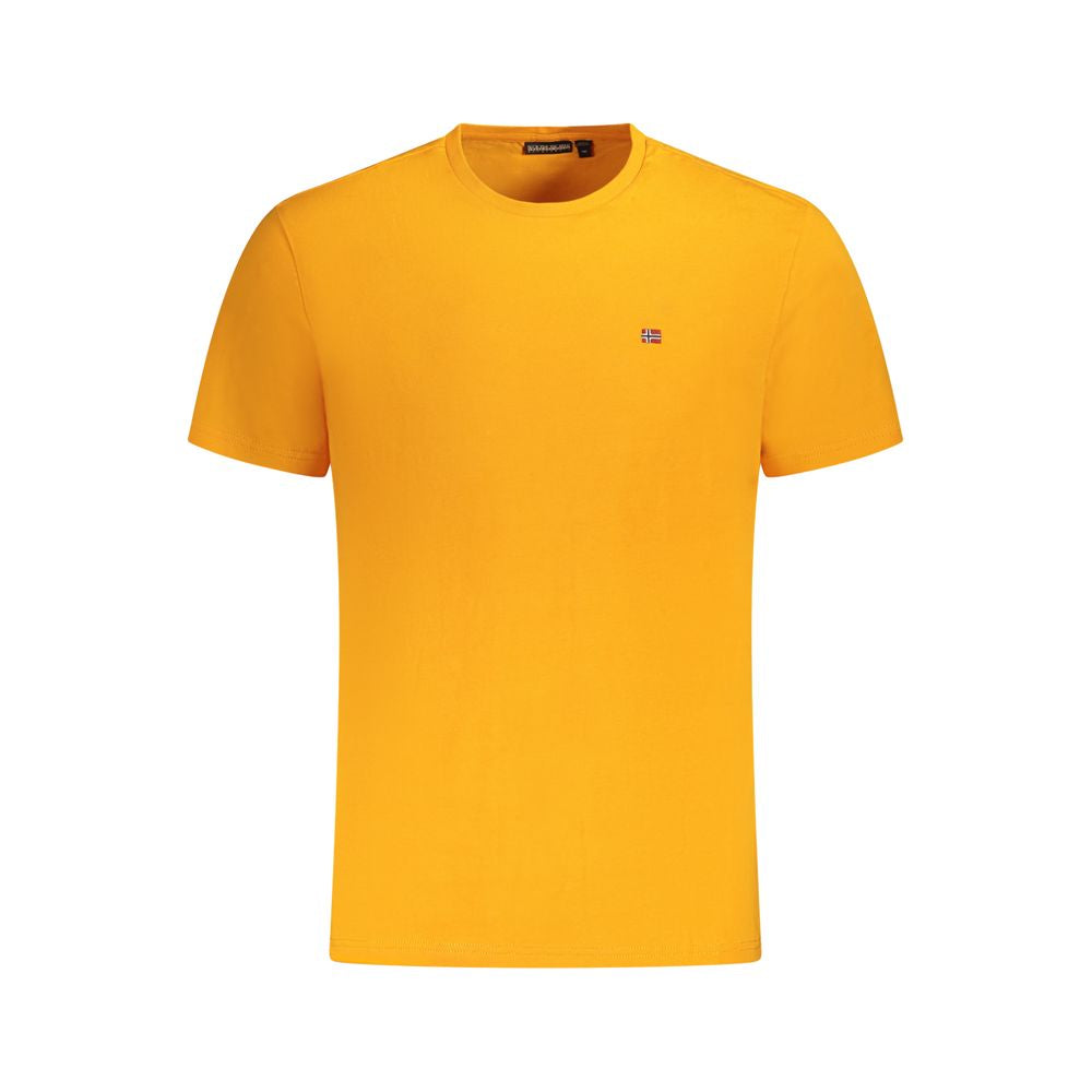T-Shirt by Napapijri for men in cotton orange showcases a dramatic silhouette, elegantly detailed with a dramatic crew neckline and for a truly dramatic finish.
