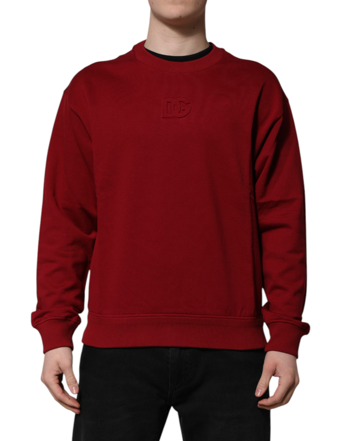 Dolce & Gabbana Men's Regular Fit Crew Neck Cotton Sweater - Red